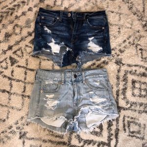 Light wash and dark wash jean shorts